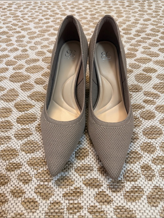 Cosy Island Shoes - GC Collection Taupe Knit Pointed-Toe Heel Pump